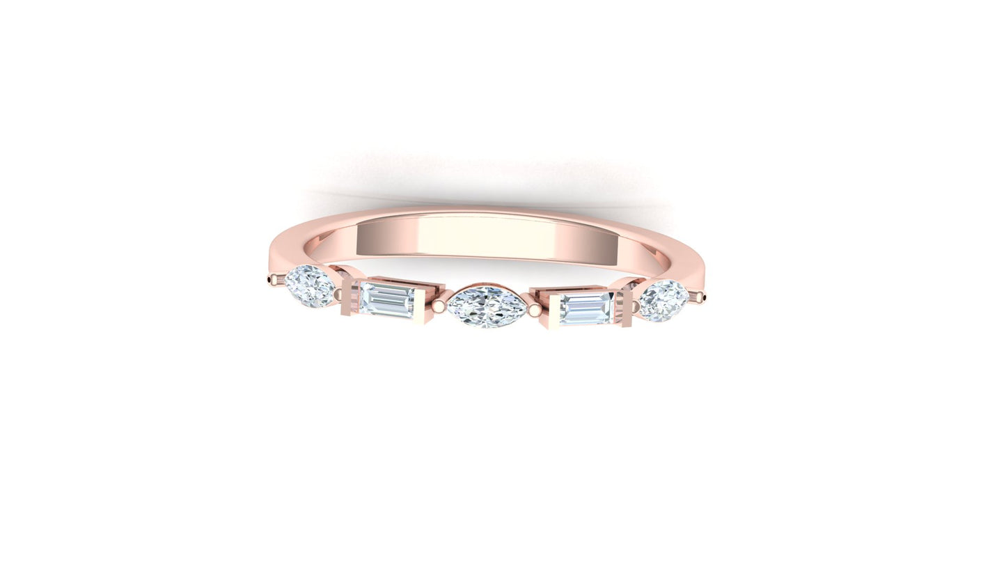 Two-Tone Five-Stone Channel Set Baguette Ring