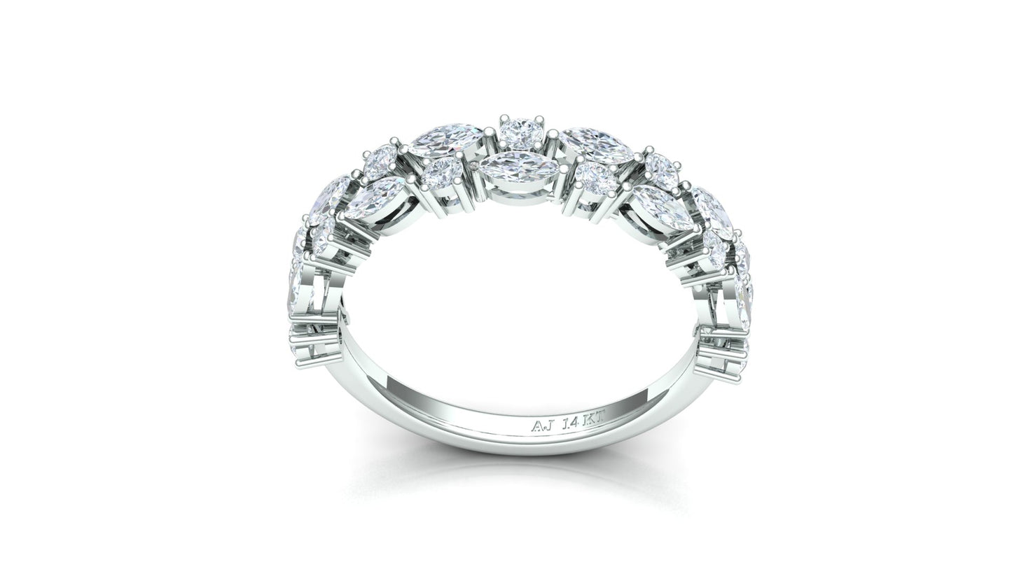 Two-Tone Cluster Diamond Band Ring