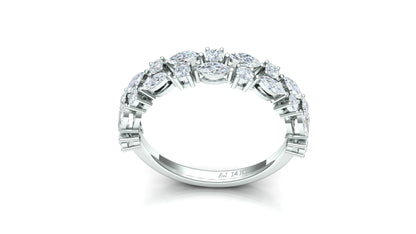 Two-Tone Cluster Diamond Band Ring