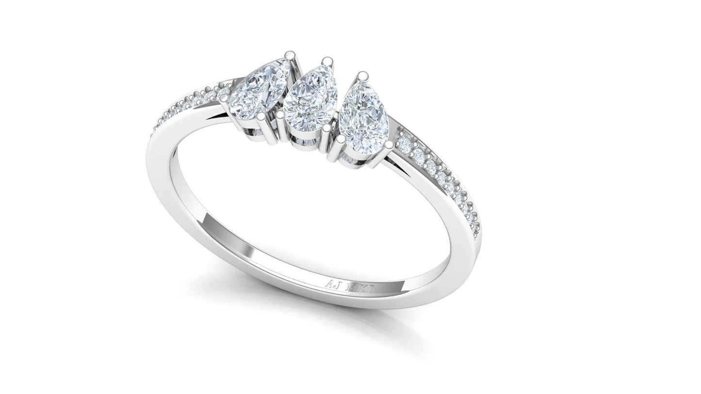 Two-Tone Marquise Cluster Bypass Diamond Ring