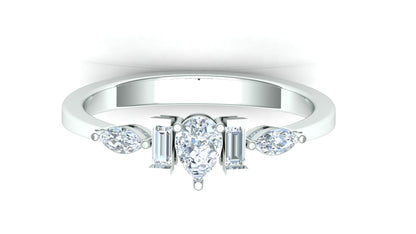 Two-Tone Five-Stone Baguette & Round Diamond Ring