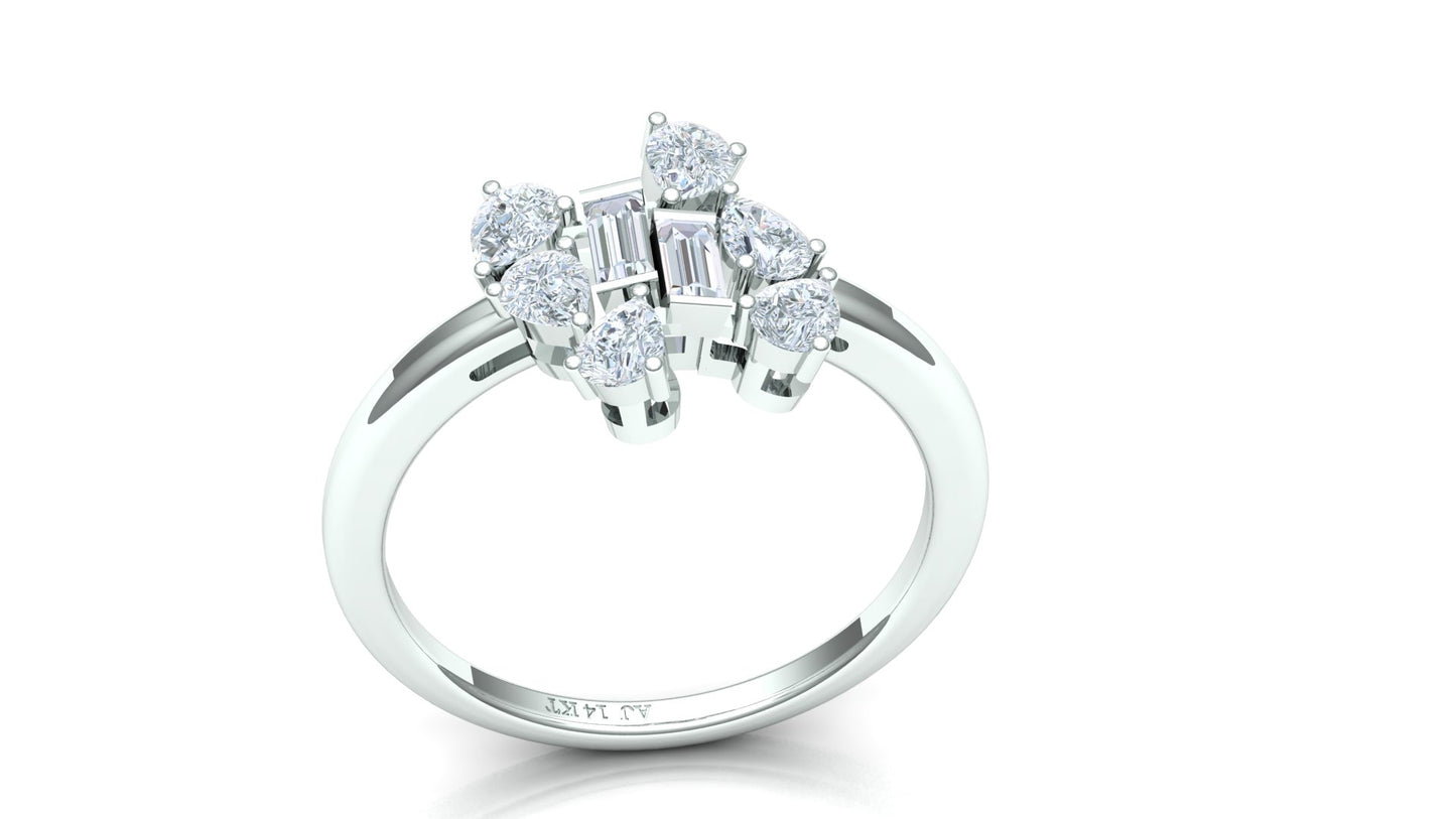 Two-Tone Multi-Baguette Cluster Diamond Ring