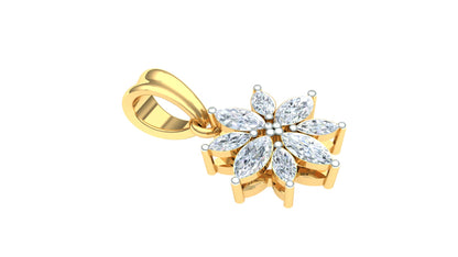 Yellow Gold and Diamond Cluster Flower Pendant