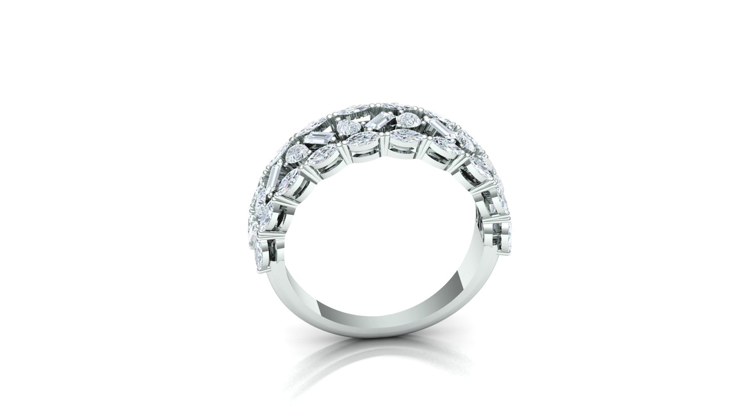 CVD Diamond Wide Channel Bar Cluster Ring