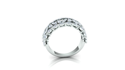 CVD Diamond Wide Channel Bar Cluster Ring