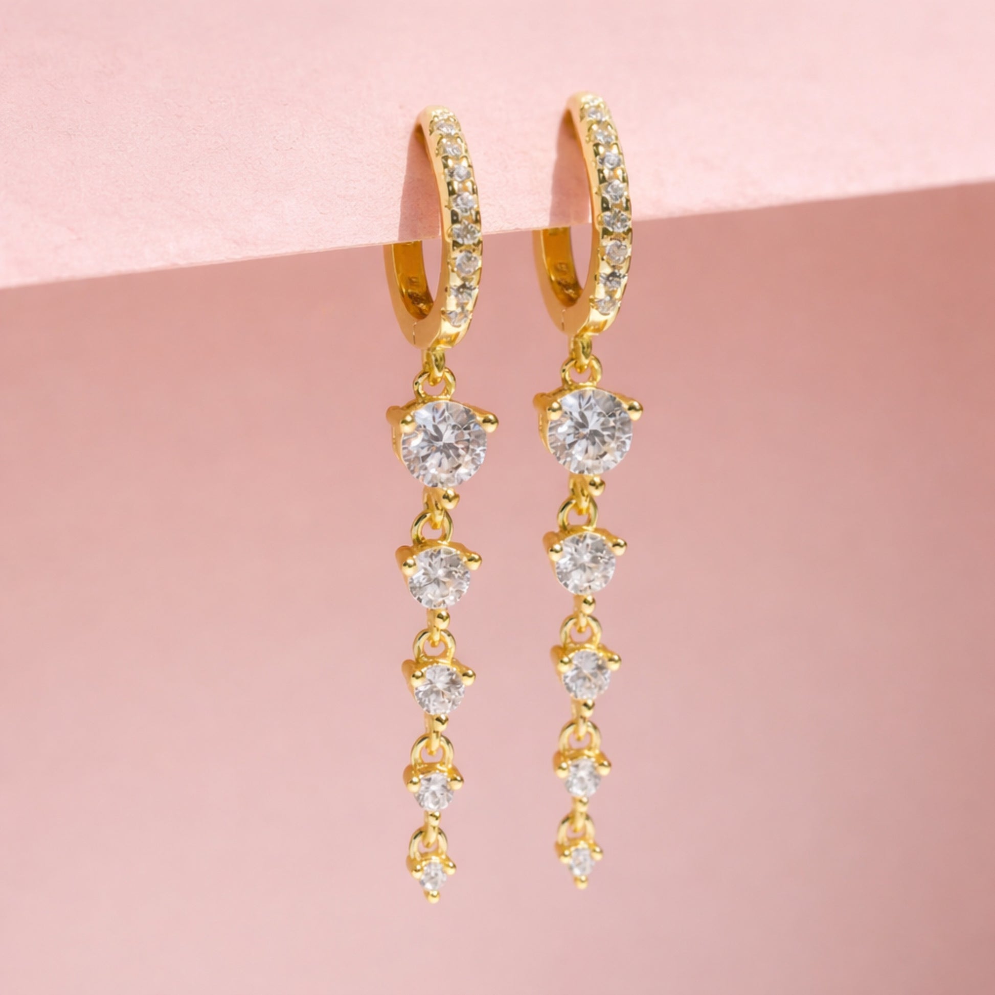 Diamond Cascade Drop Hoop Earrings for Women – Luxury CVD Diamond Gold Earrings - Anirudh Jewels