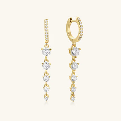 Diamond Cascade Drop Hoop Earrings for Women – Luxury CVD Diamond Gold Earrings - Anirudh Jewels