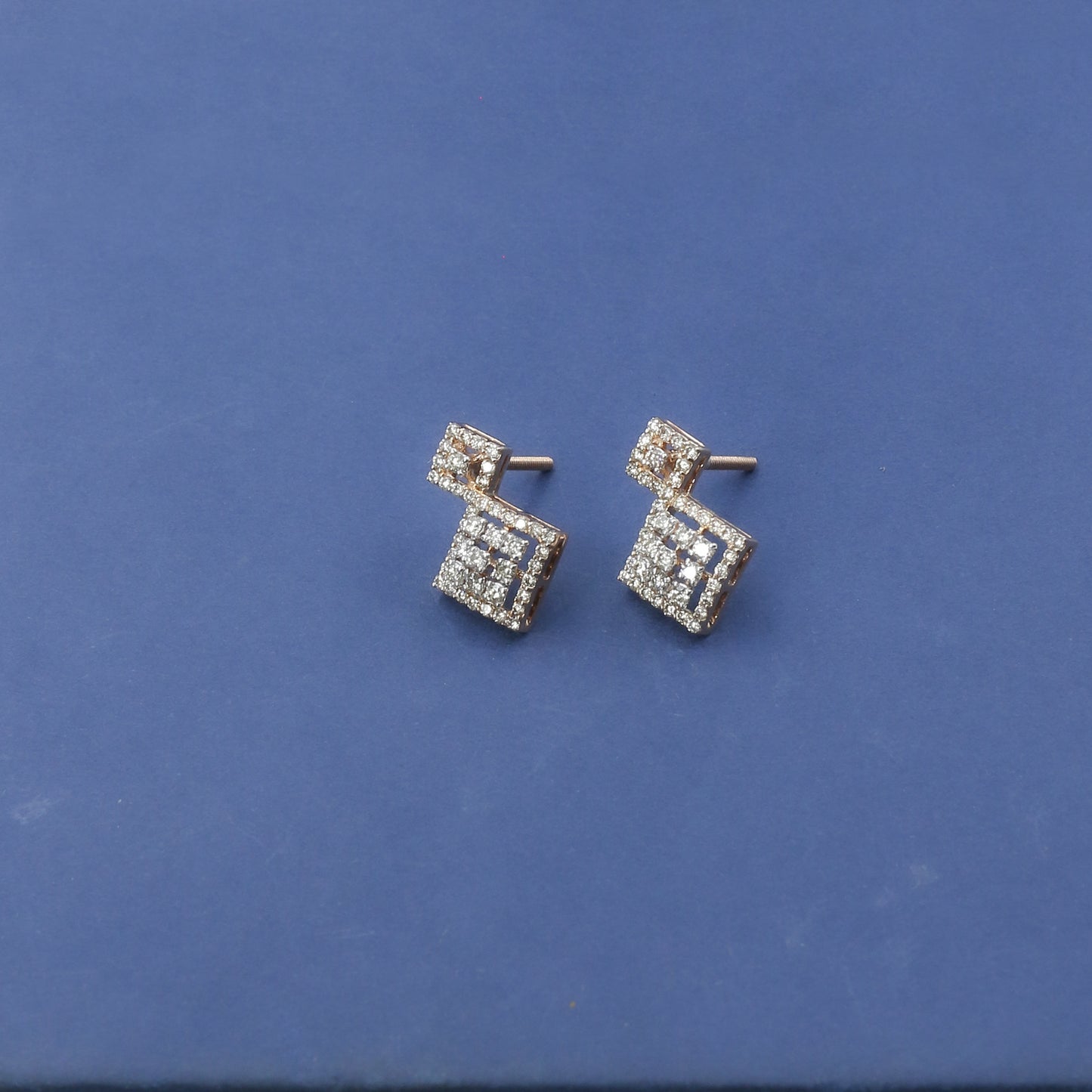 Diamond Geometric Drop Stud Earrings