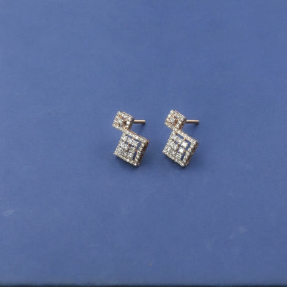 Diamond Geometric Drop Stud Earrings