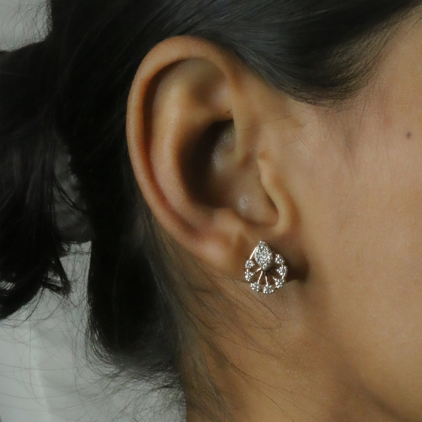 Diamond Teardrop Cluster Stud Earrings