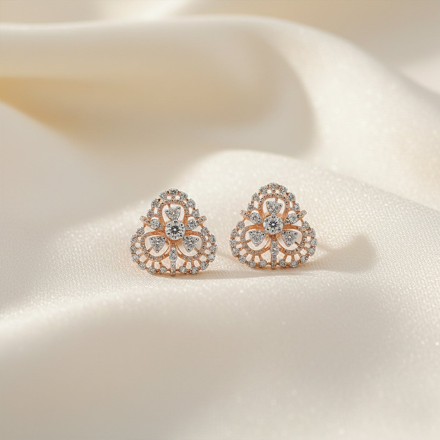 Diamond Filigree Chandelier Stud Earrings