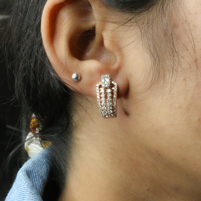 Diamond Tiered Architectural J-Hoop Earrings