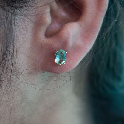 Yellow Gold Bezel-Set Tourmaline Stud Earrings