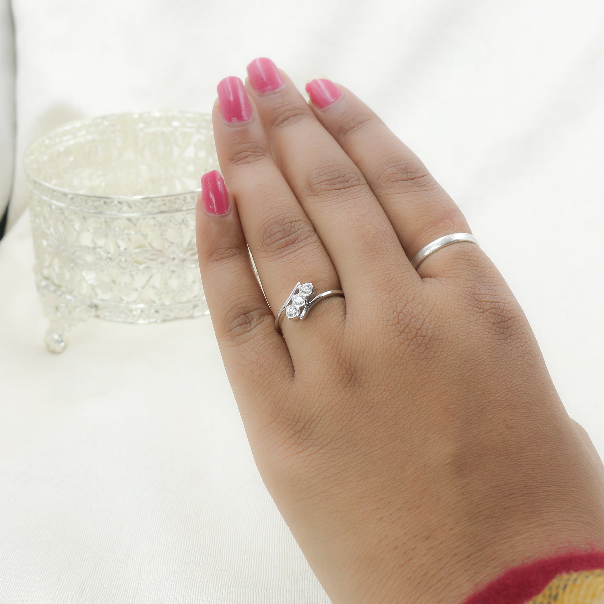 Three Stone Diamond Twist Gold Ring for Women – Elegant Designer Statement Ring - Anirudh Jewels