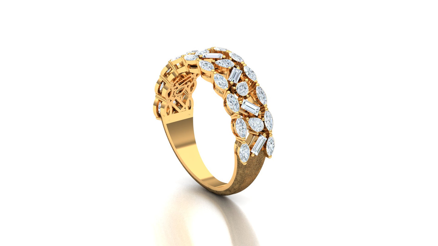 CVD Diamond Wide Channel Bar Cluster Ring