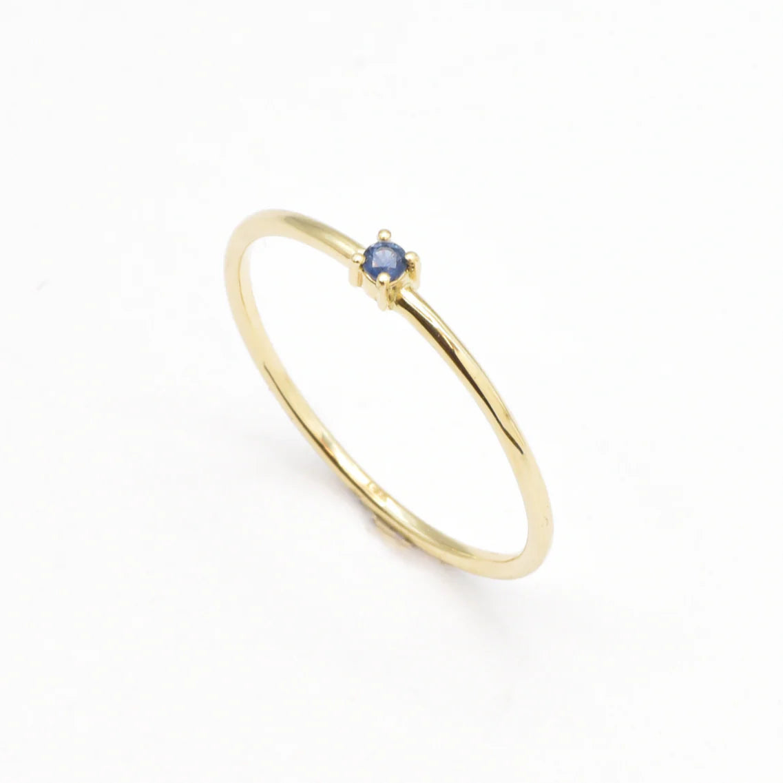 Yellow Gold Minimalist Open Cuff Blue Sapphire Ring