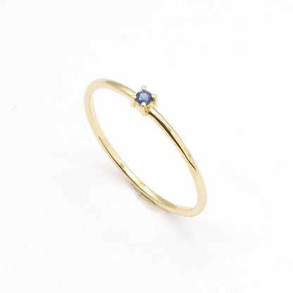 Yellow Gold Minimalist Open Cuff Blue Sapphire Ring