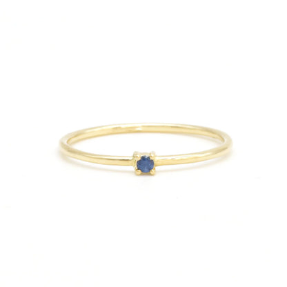 Yellow Gold Minimalist Open Cuff Blue Sapphire Ring