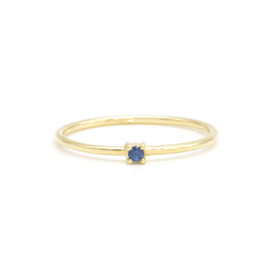 Yellow Gold Minimalist Open Cuff Blue Sapphire Ring