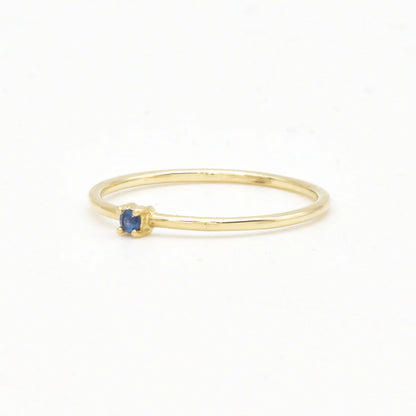 Yellow Gold Minimalist Open Cuff Blue Sapphire Ring