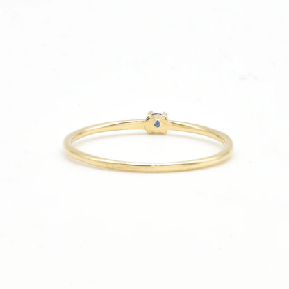 Yellow Gold Minimalist Open Cuff Blue Sapphire Ring