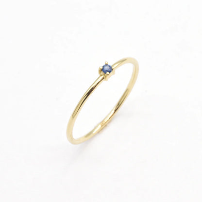 Yellow Gold Minimalist Open Cuff Blue Sapphire Ring