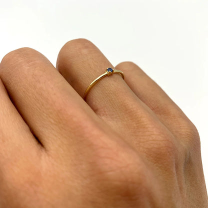 Yellow Gold Minimalist Open Cuff Blue Sapphire Ring