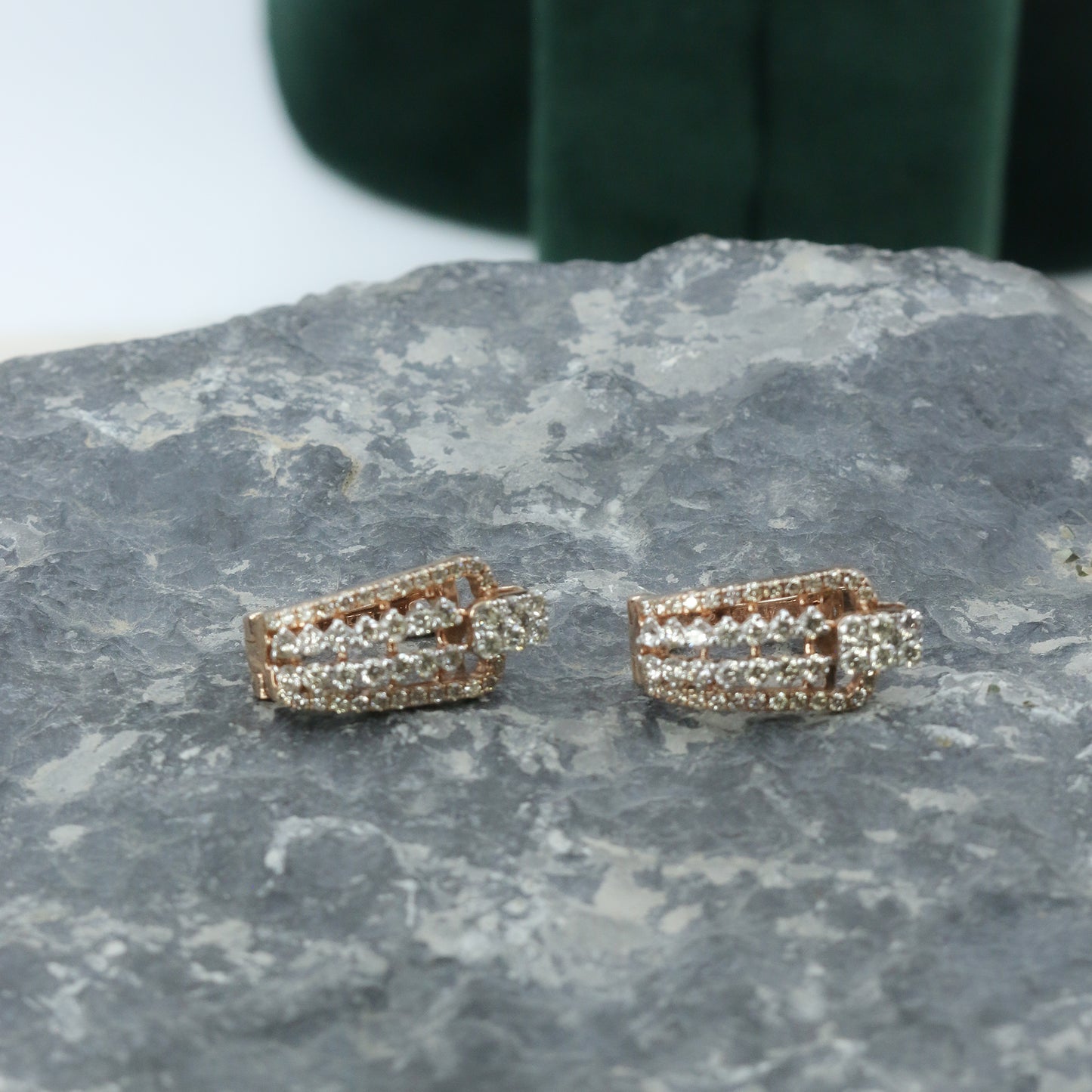 Diamond Tiered Architectural J-Hoop Earrings