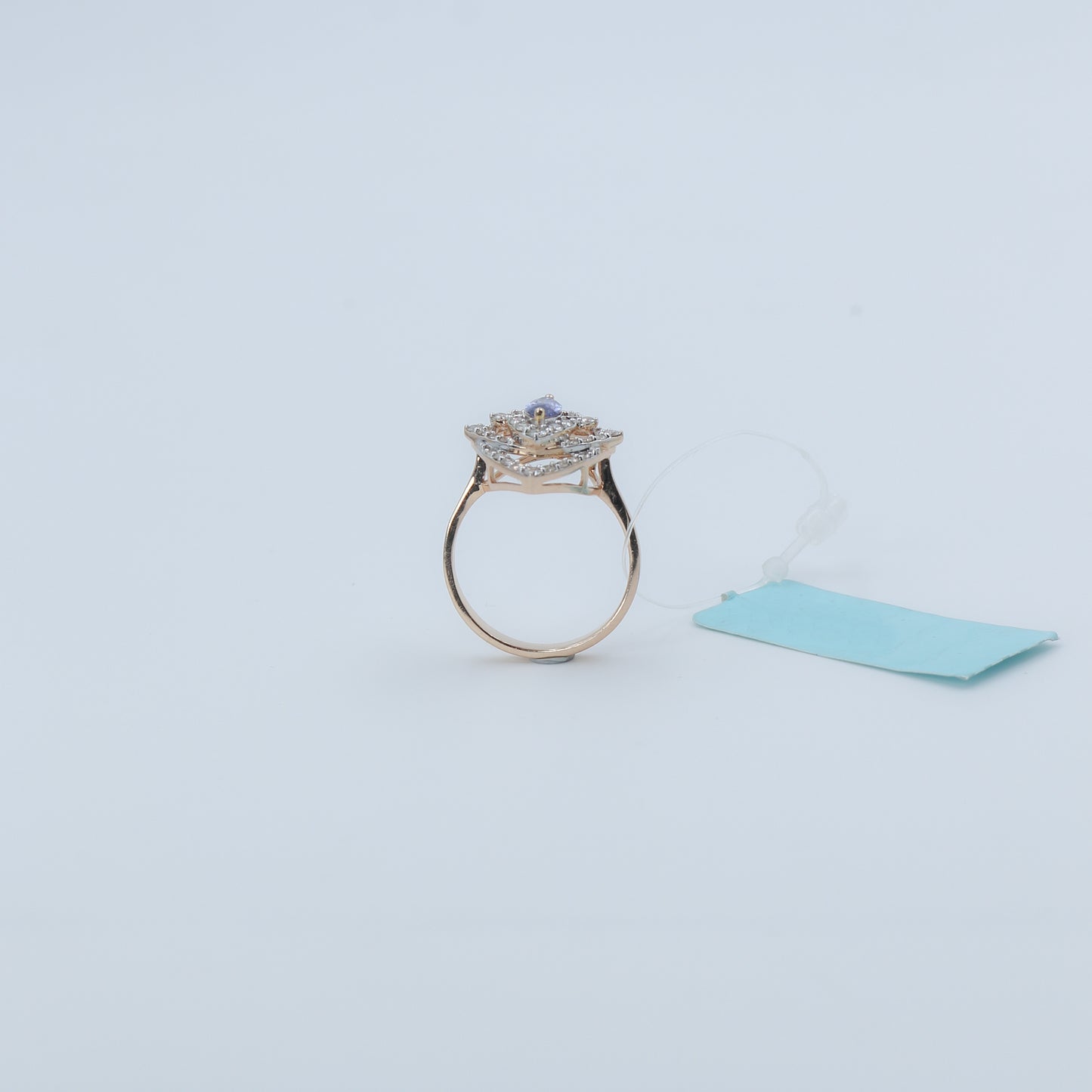 Diamond & Blue Colorstone Marquise Halo Ring