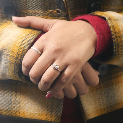 Three Stone Diamond Twist Gold Ring for Women – Elegant Designer Statement Ring - Anirudh Jewels
