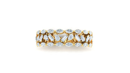 CVD Diamond Wide Channel Bar Cluster Ring