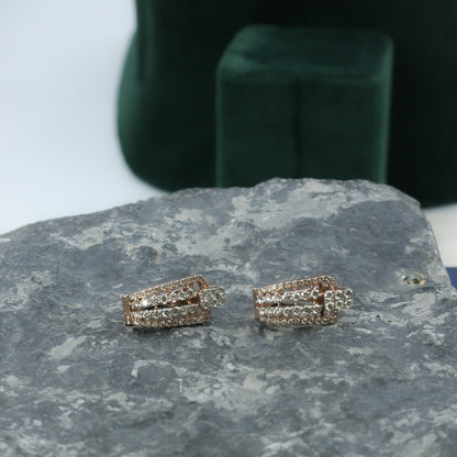 Diamond Tiered Architectural J-Hoop Earrings