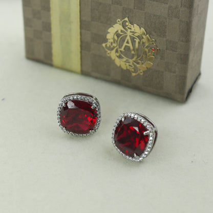 Ruby Diamond Stud Earrings - Anirudh Jewels