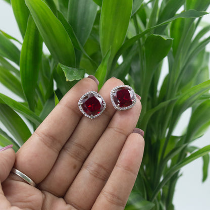 Ruby Diamond Stud Earrings - Anirudh Jewels