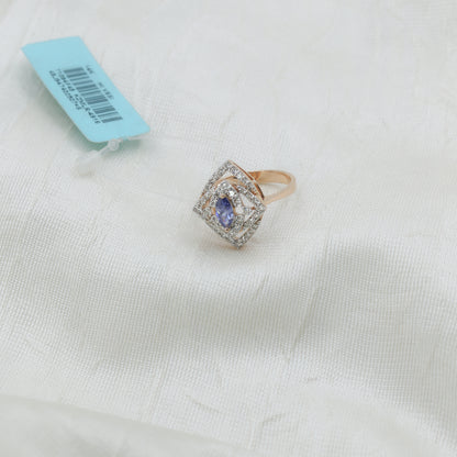 Diamond & Blue Colorstone Marquise Halo Ring