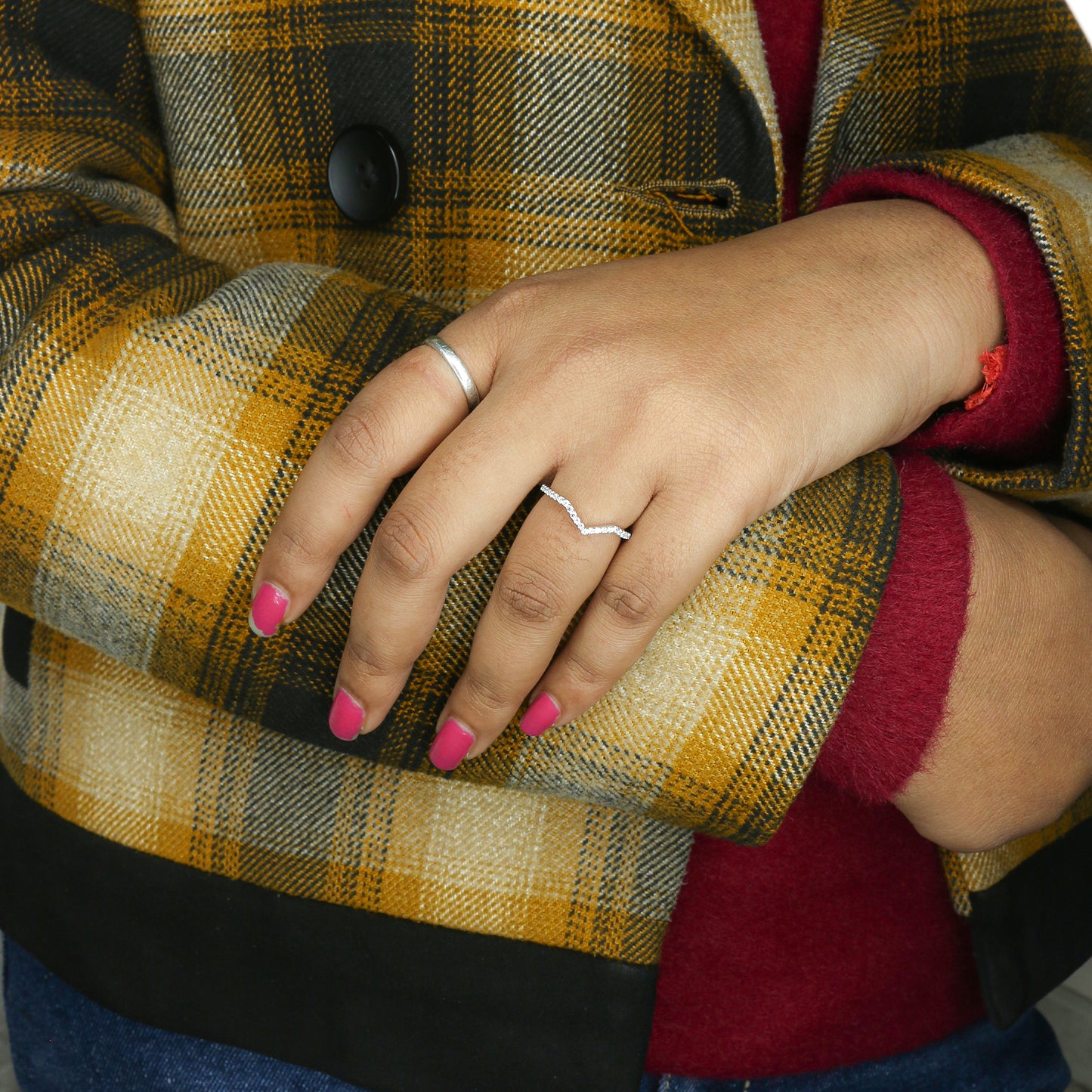 Diamond Chevron V-Band Ring