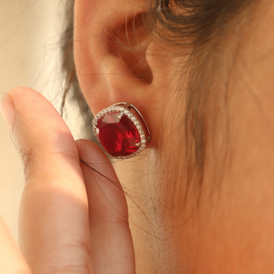 Ruby Diamond Stud Earrings - Anirudh Jewels