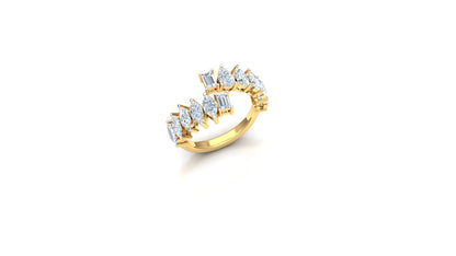 Yellow Gold Double-Row Baguette Diamond Ring