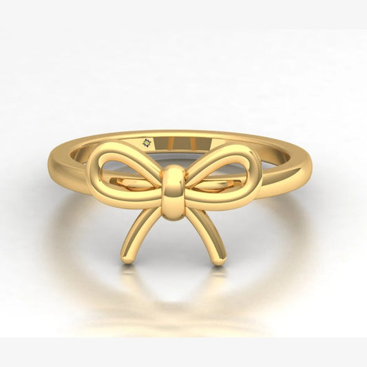 Minimalist Golden Bow Ring By Anirudh Jewels