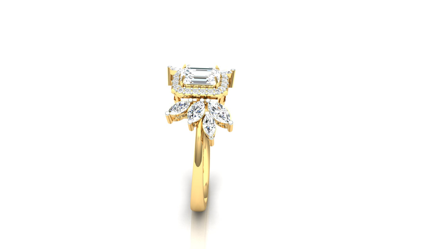 CVD Diamond Elegant Marquise Side Halo Ring