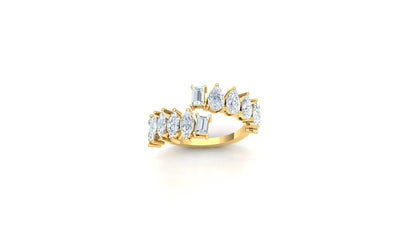 Yellow Gold Double-Row Baguette Diamond Ring