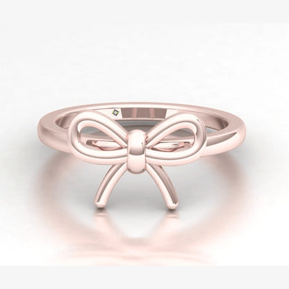 Minimalist Golden Bow Ring By Anirudh Jewels