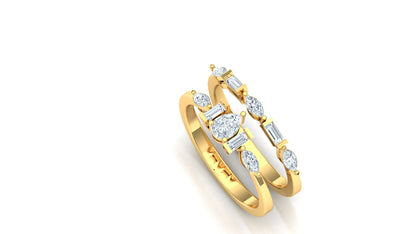 Yellow Gold Double-Band Baguette-Style Diamond Ring