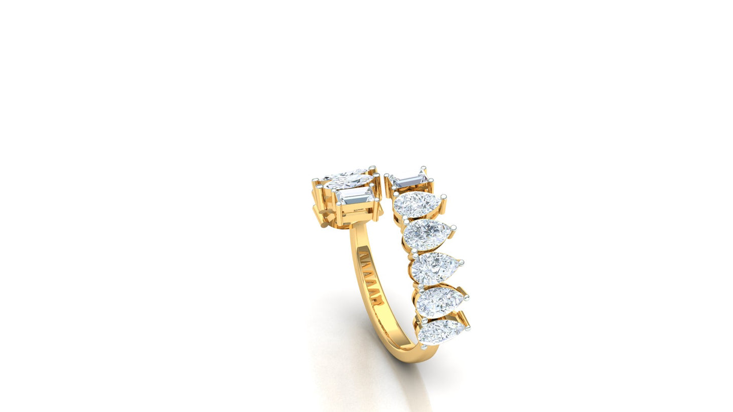 Yellow Gold Double-Row Baguette Diamond Ring