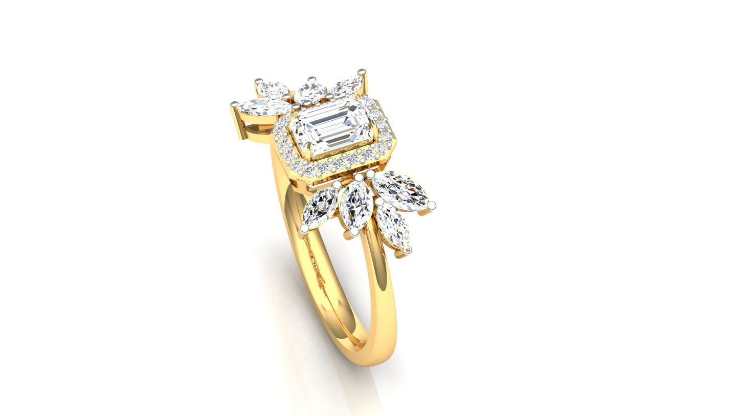 CVD Diamond Elegant Marquise Side Halo Ring