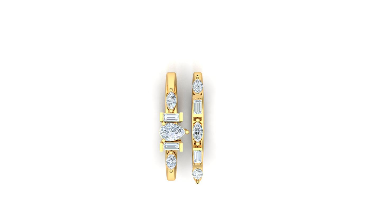 Yellow Gold Double-Band Baguette-Style Diamond Ring
