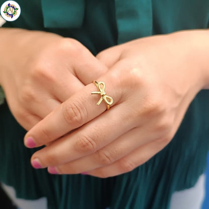 Minimalist Golden Bow Ring By Anirudh Jewels