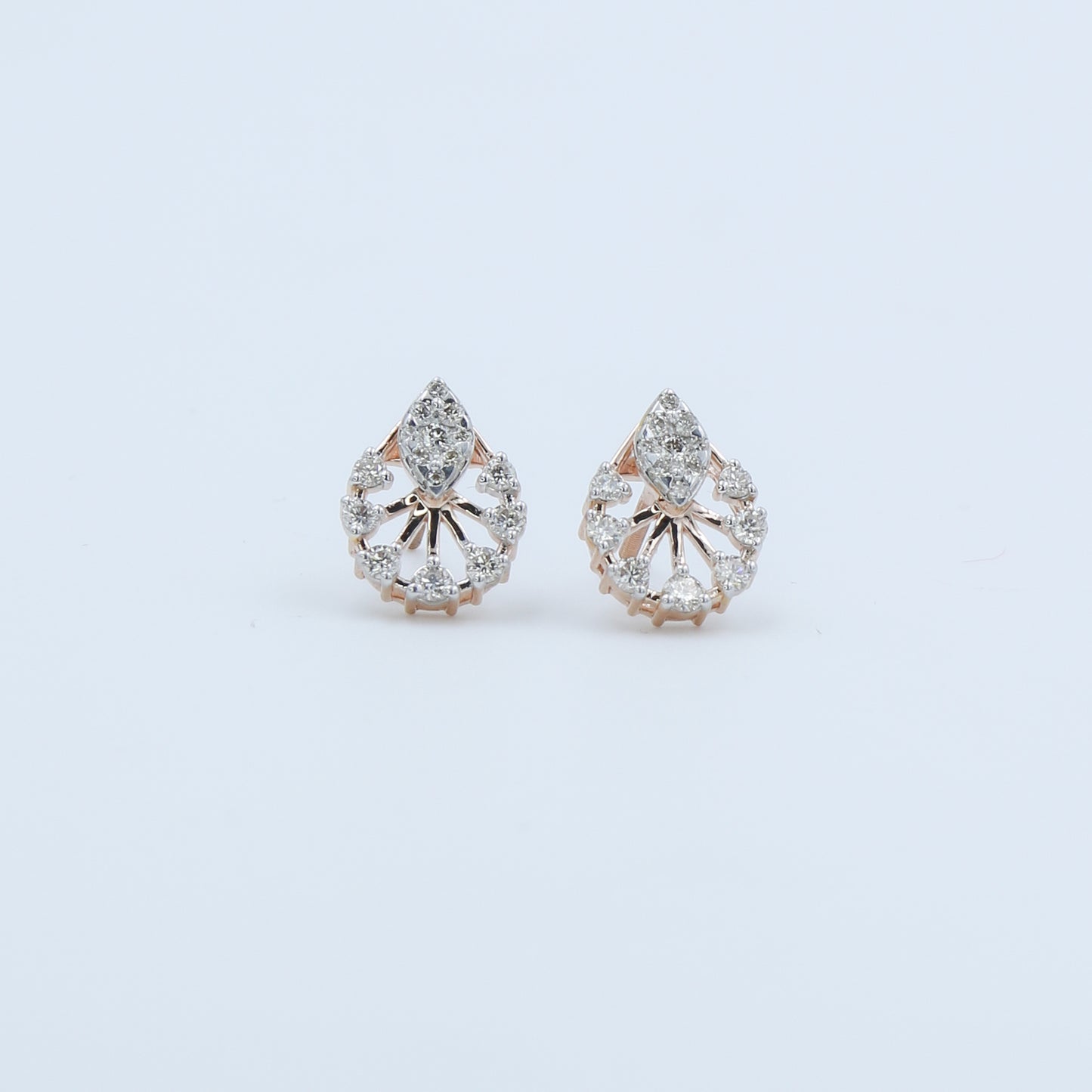 Diamond Teardrop Cluster Stud Earrings
