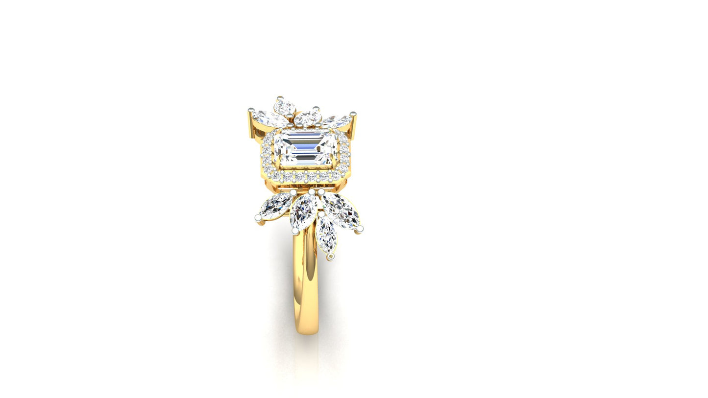 CVD Diamond Elegant Marquise Side Halo Ring