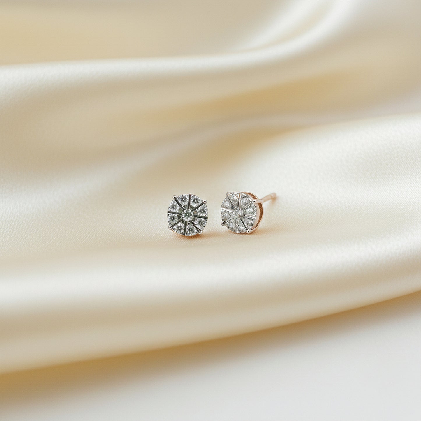 Diamond Compass Star Stud Earrings